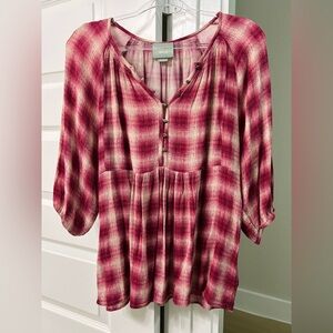 Maeve Sz Med Plaid Peasant Tunic